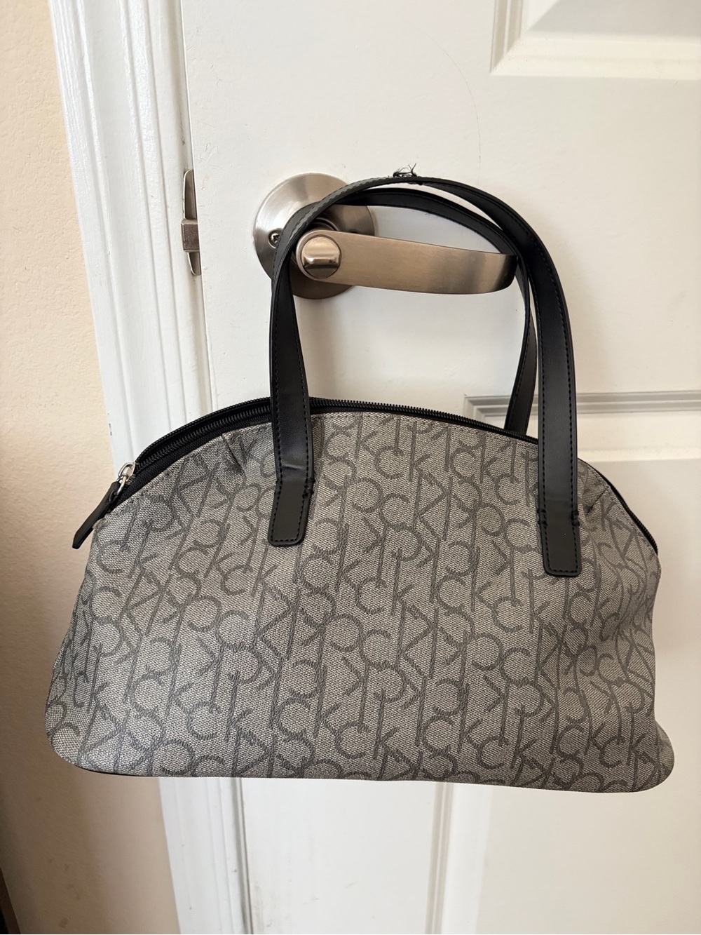 Calvin Klein Monogram Gray Dome Shoulder Bag - Picture 2 of 6